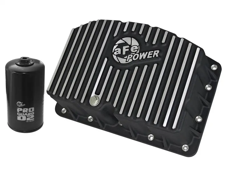 Afe Pro Series Engine Oil Pan Black With Machined Fins For 11-16 Ford Powerstroke V8-6.7L (Td) 1
