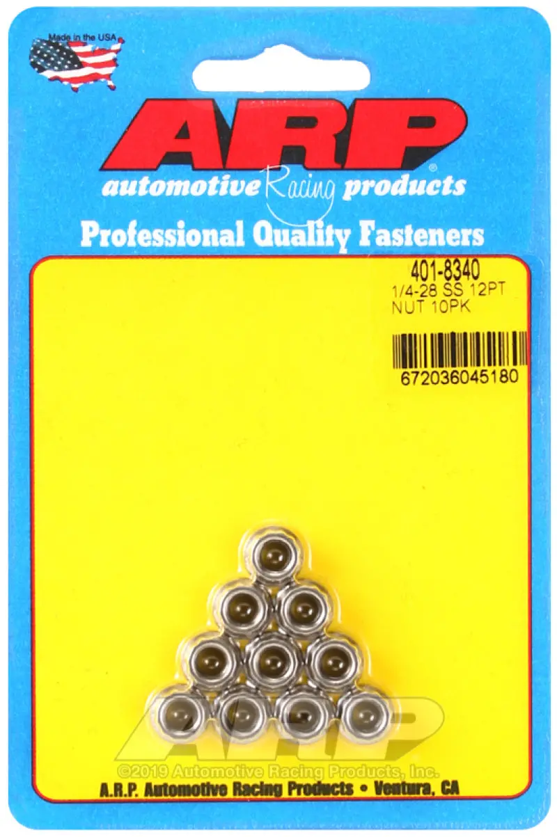 Arp 1/4-20 In. Stainless Steel 12 Point Nut Kit (10/Pkg) 1
