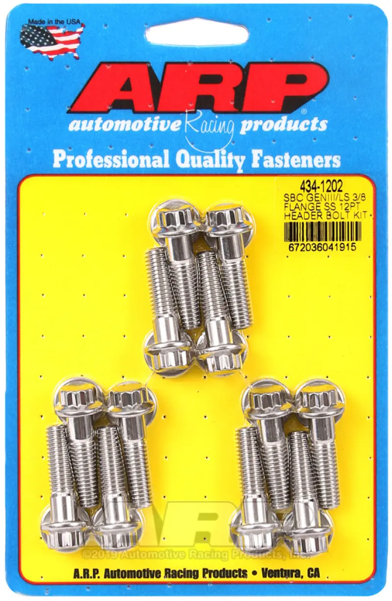 Arp Header Bolt Kit 3/8In Flange Ss 12Pt For Chevy Sbc/Geniii Ls 1