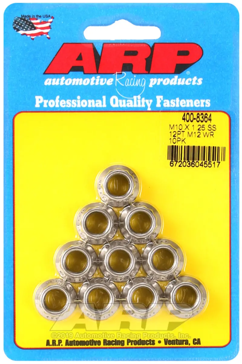 Arp M10 X 1.25 Ss 12Pt Nut Kit 10/Pkg 1