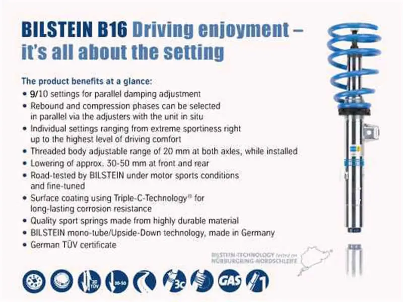 Bilstein B16 15-17 Ford Mustang Gt V8 Front And Rear Suspension 1