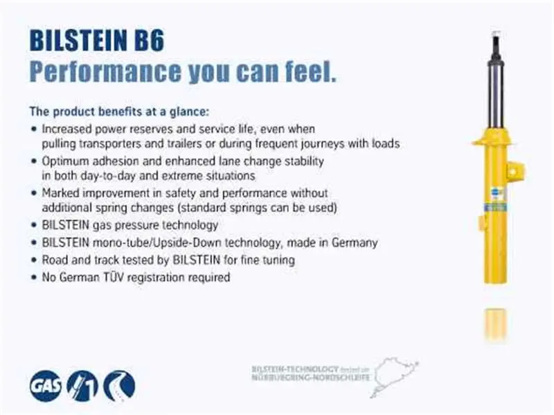 Bilstein B6 (Hd) Rear 36Mm Monotube Shock For 2015 Audi A3 Quattro And 2015 Vw Gti S 1