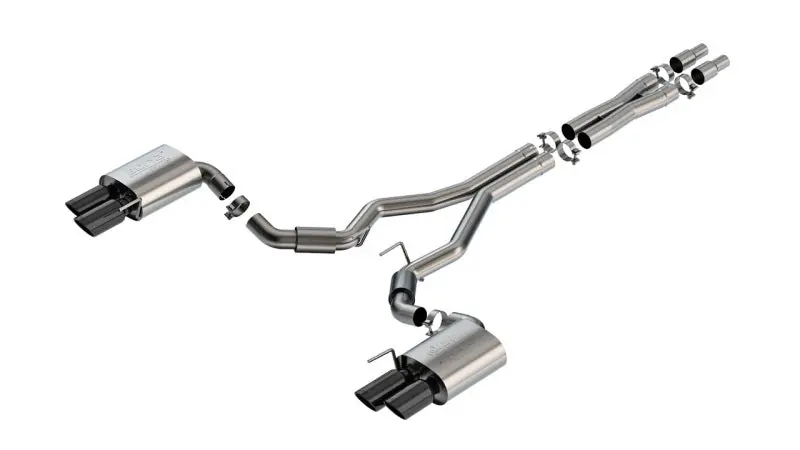 Borla 3 In Atak Catback Non-Active Exhaust Black Chrome Quad Tip For 2024 Ford Mustang Gt 5.0L V8 1