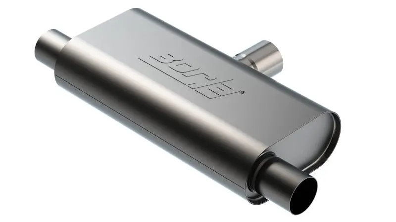 Borla Universal T- Flow Muffler - 2.5" Single Inlet/Dual Outlet 24" Oal Stainless Steel 1