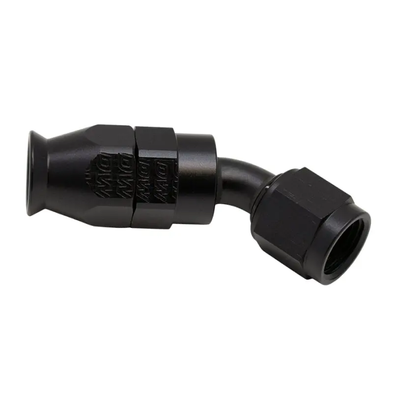 Deatschwerks 6An Female Swivel 45-Degree Ptfe Hose End Anodized Matte Black With 1 Olive Insert 1
