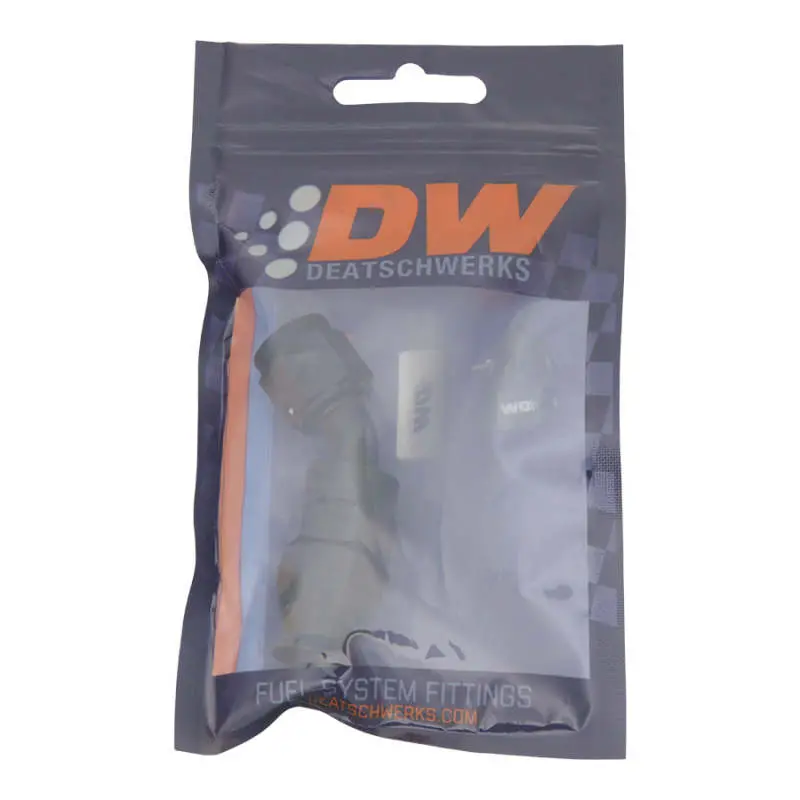 Deatschwerks 6An Female Swivel 45-Degree Ptfe Hose End Anodized Matte Black With 1 Olive Insert 2