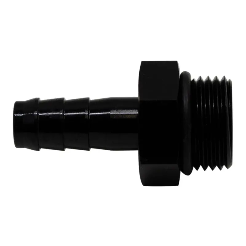 Deatschwerks 8An Orb Male To 3/8 In. Male Triple Barb Fitting (Incl O-Ring) – Anodized Matte Black 1