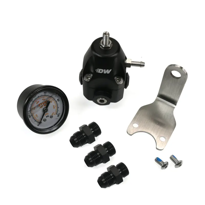 Deatschwerks Adjustable Fuel Pressure Regulator With Pressure Gauge And 6An Fittings - Anodized Black 1