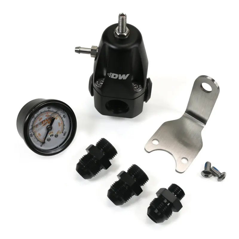 Deatschwerks Adjustable Fuel Pressure Regulator With Pressure Gauge And 8An Fittings - Anodized Black 1