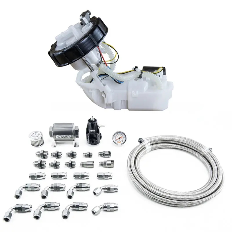 Deatschwerks Dw400 Pump Module & Return Kit W/Ptfe Fuel Lines For 01-05 Honda Civic & 02-06 Acura Rsx 1