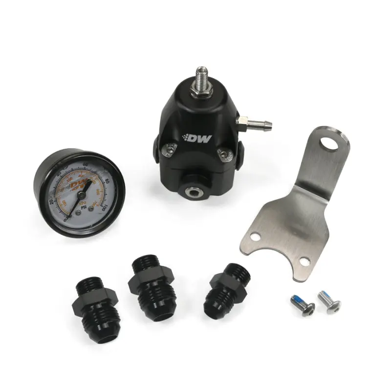 Deatschwerks Fuel Pressure Regulator With Pressure Gauge And 6An/8An Fittings - Anodized Black 1