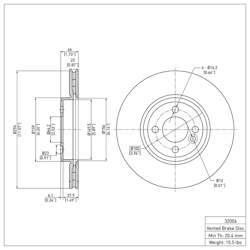 Dfc 07-15 Mini Cooper (Excl Clubman) Front Brake Rotor 2