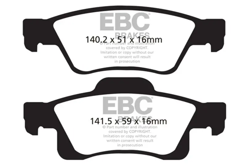 Ebc 11+ Extra Duty Rear Brake Pads For Dodge Durango 3.6 2