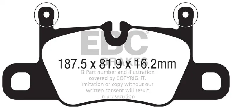 Ebc Redstuff Rear Brake Pads For 2016+ Porsche 911 3.0Tt Carrera With Cast Iron Rotors 1