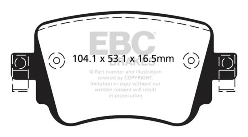 Ebc Ultimax2 Rear Brake Pads For 15-21 Volkswagen Gti 2.0 Turbo 1