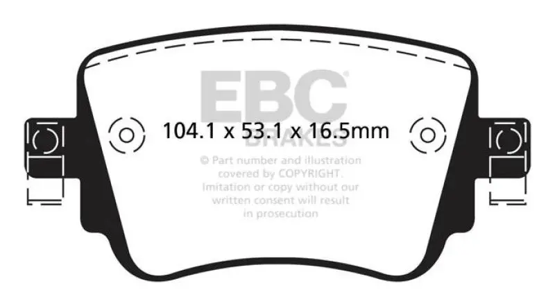 Ebc Ultimax2 Rear Brake Pads For 15-21 Volkswagen Gti 2.0 Turbo 2