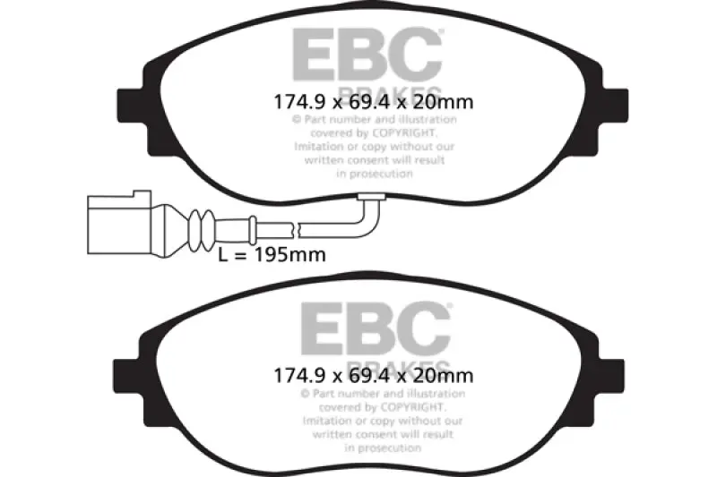 Ebc Yellowstuff Front Brake Pads 14-20 Audi S3 2.0 Turbo 1