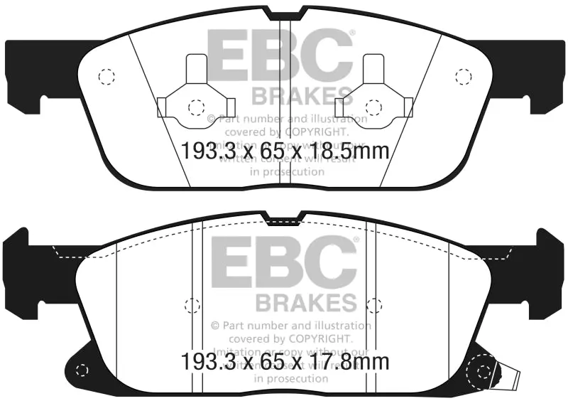 Ebc Yellowstuff Front Brake Pads For 2016+ Lincoln Continental 2.7L Twin Turbo (10Th Gen) 1