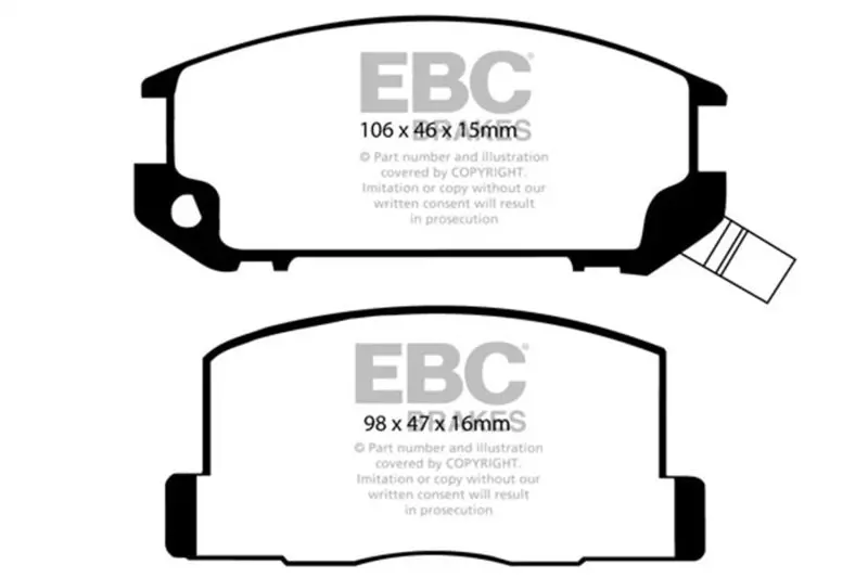 Ebc Yellowstuff Rear Brake Pads For 85-90 Toyota Mr2 1.6 1
