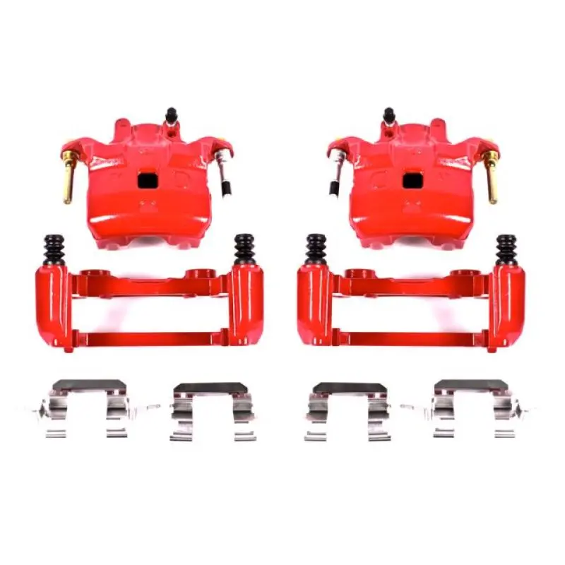Front Red Brake Calipers Brackets Pair 03-05 Infiniti G35 1