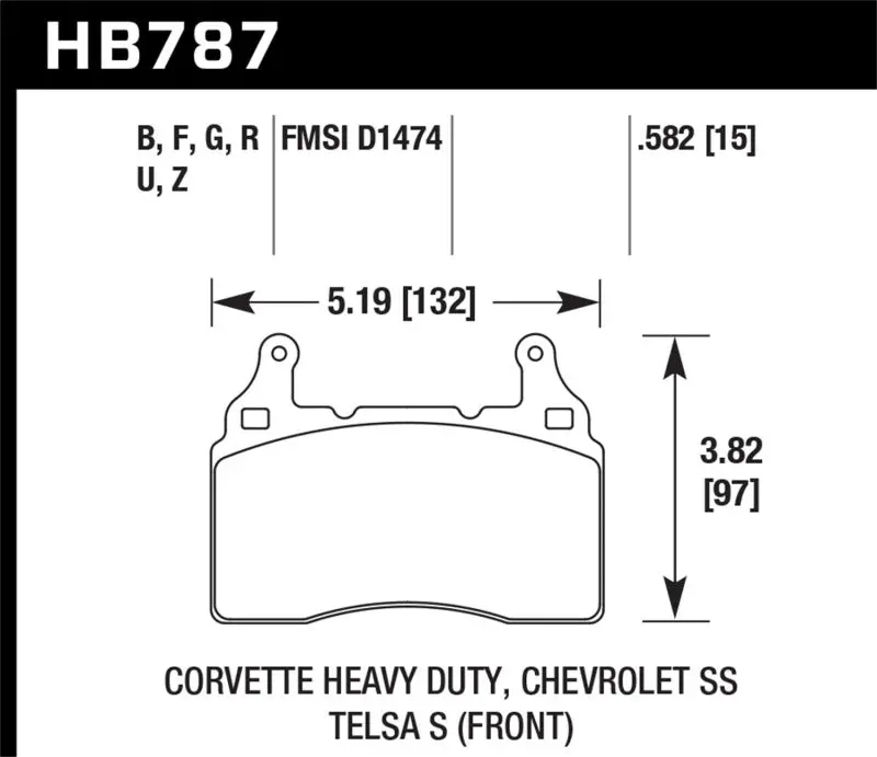 Hawk 15-17 Chevy Corvette Performance Ceramic Street Front Brake Pads 1