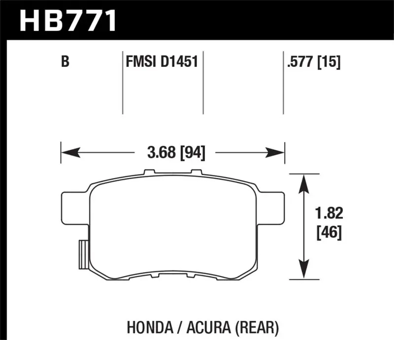 Hawk 2008–2016 Honda Accord High Performance Street 5.0 Rear Brake Pads 2