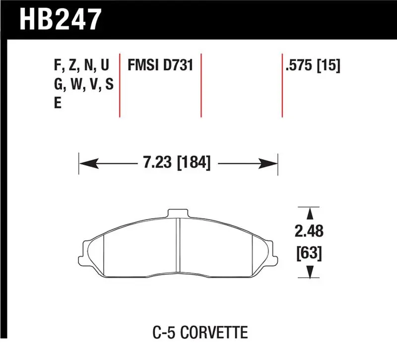 Hawk 97-13 Chevy Corvette Performance Ht-10 Compound Front Brake Pads 2