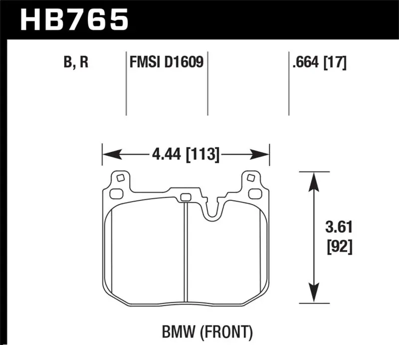 Hawk Black Hp Plus Front Brake Pads For 2017 Bmw 440I/M2-4 1