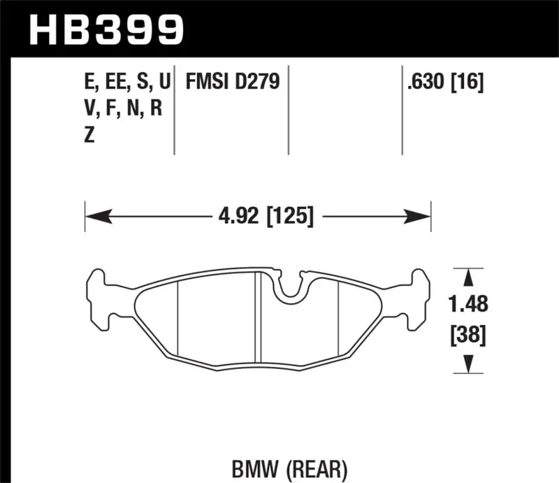Hawk Bmw Motorsport 16Mm Thick Dtc-60 Rear Race Brake Pads For 1982-1991 Bmw 318I 325 528E 535I 635Csi 735I 1