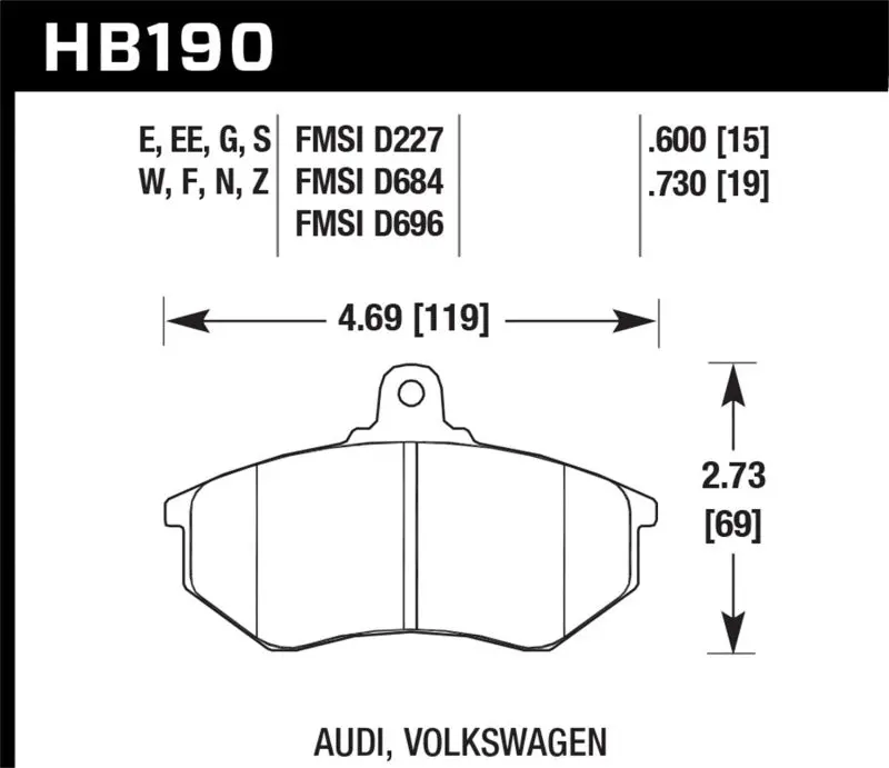 Hawk Brake Pads Hps Front Race Fit Audi 5000S Turbo 1