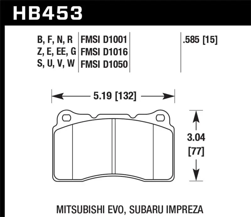 Hawk Er-1 Front Motorsport Brake Pads For 2003–2006 Evo, 2004–2009 Sti, 2010+ Camaro Ss (Brembo) 1