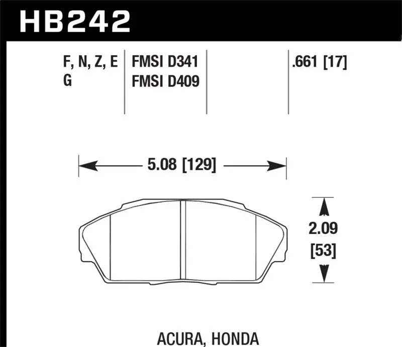 Hawk Hp+ Street Brake Pads For Acura Integra Legend Honda Civic Accord Prelude 1