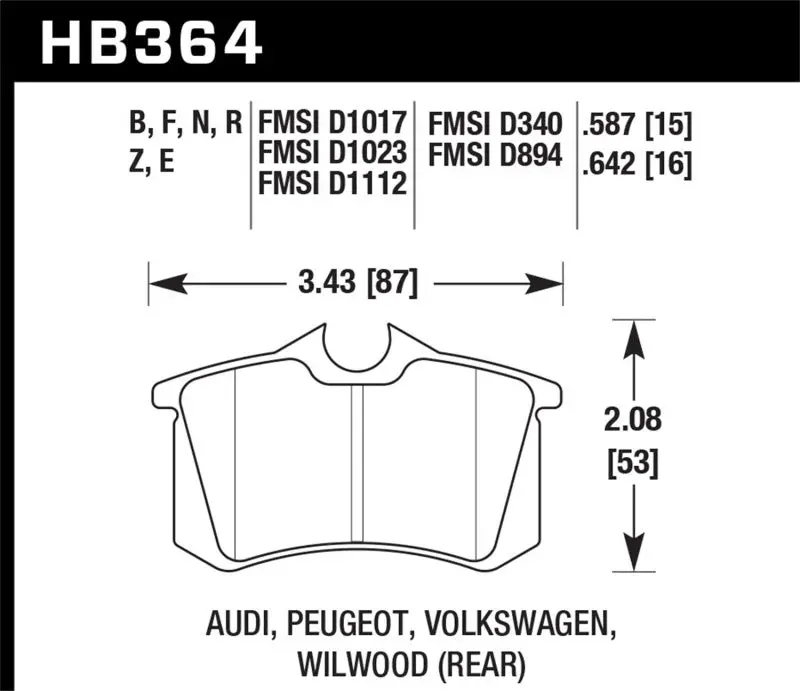 Hawk Hps Street Brake Pads For Audi A6 2002-2004 And Volkswagen Golf Jetta Passat 1986-2005 1