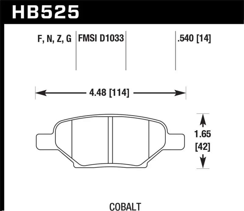 Hawk Hps Street Brake Pads For Chevrolet Cobalt Ss 2005-2007, Hhr Ss 2008-2010, Malibu 2004-2012, Pontiac G6 2005-2010, Saturn Ion Red Line 2004-2007 2