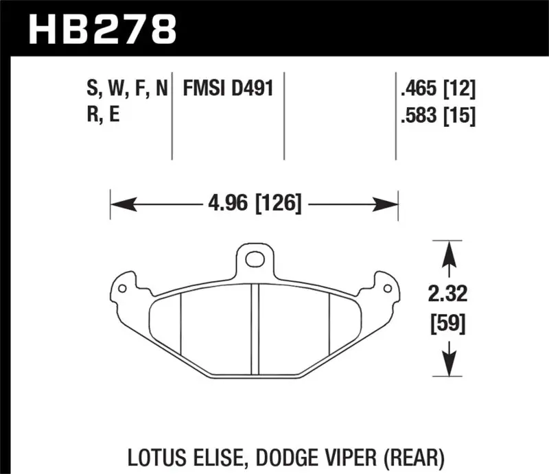 Hawk Hps Street Brake Pads For Dodge Viper 1992-2000 2