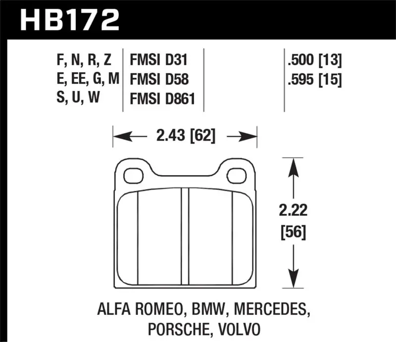 Hawk Hps Street Brake Pads High Performance Increased Stopping Power Alfa Romeo Audi Lamborghini Mercedes-Benz Porsche Volvo 2