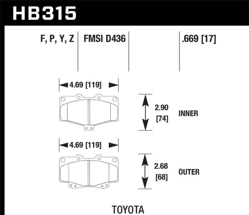 Hawk Lts Street Brake Pads For Toyota 4Runner Pickup Tacoma 1