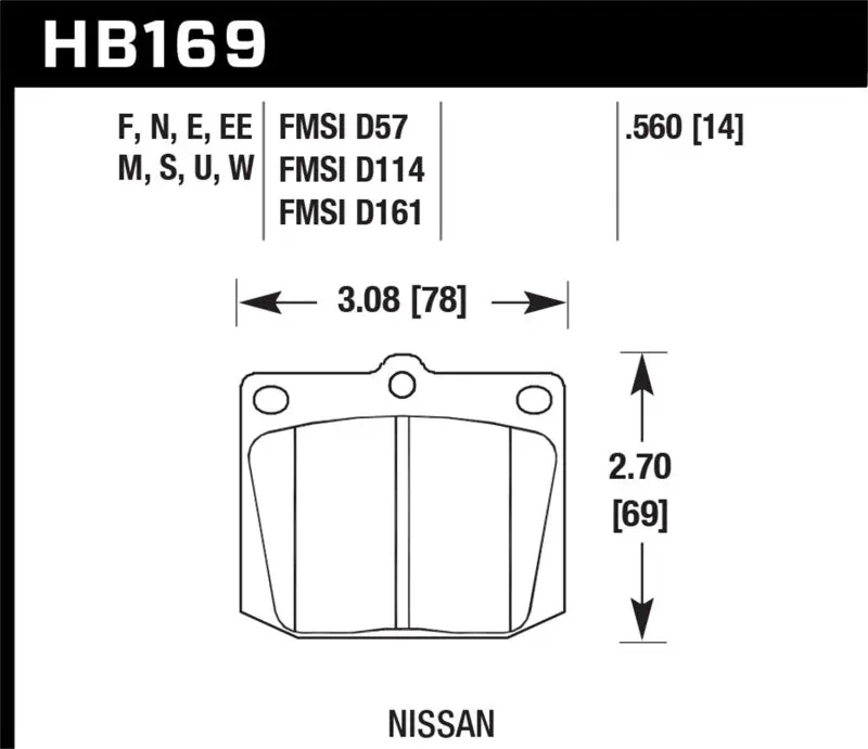 Hawk Performance Blue 9012 Front Race Pads For Nissan 810/240Z/260Z/280Z/620 And Toyota Corona/Cressida/Crown/Pickup 1