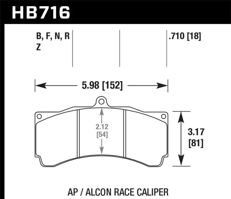 Hawk Performance Brake Pads With 0.710 Thickness For Ap Racing Alcon 1