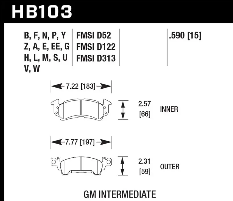 Hawk Performance Ceramic Brake Pads For Street Vehicles - Fits Buick, Cadillac, Chevrolet (See Description) 2