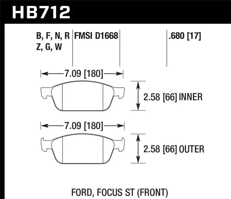 Hawk Performance Ceramic Front Street Brake Pads For 2013-2014 Ford Focus St 2