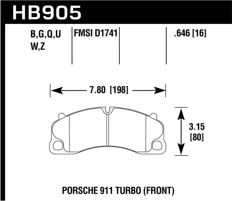 Hawk Performance Ceramic Street Front Brake Pads For 14-18 Porsche 911 Models 2