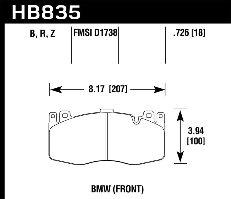 Hawk Performance Ceramic Street Front Brake Pads For 15-19 Bmw X6 M 1
