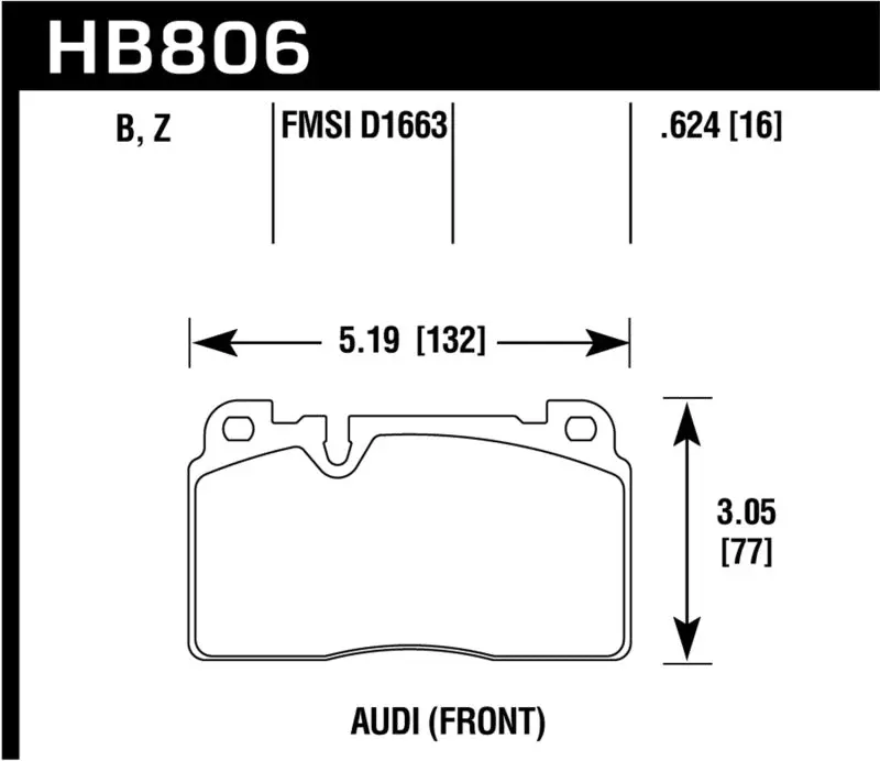 Hawk Performance Ceramic Street Front Brake Pads For 16-17 Audi A6 1