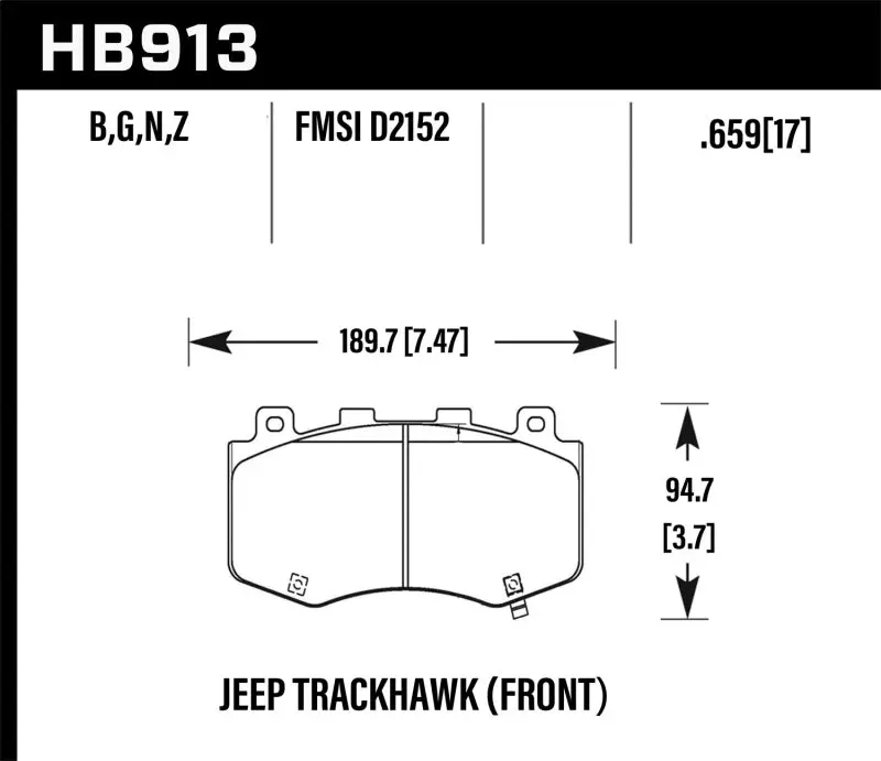 Hawk Performance Ceramic Street Front Brake Pads For 18-20 Jeep Grand Cherokee 1