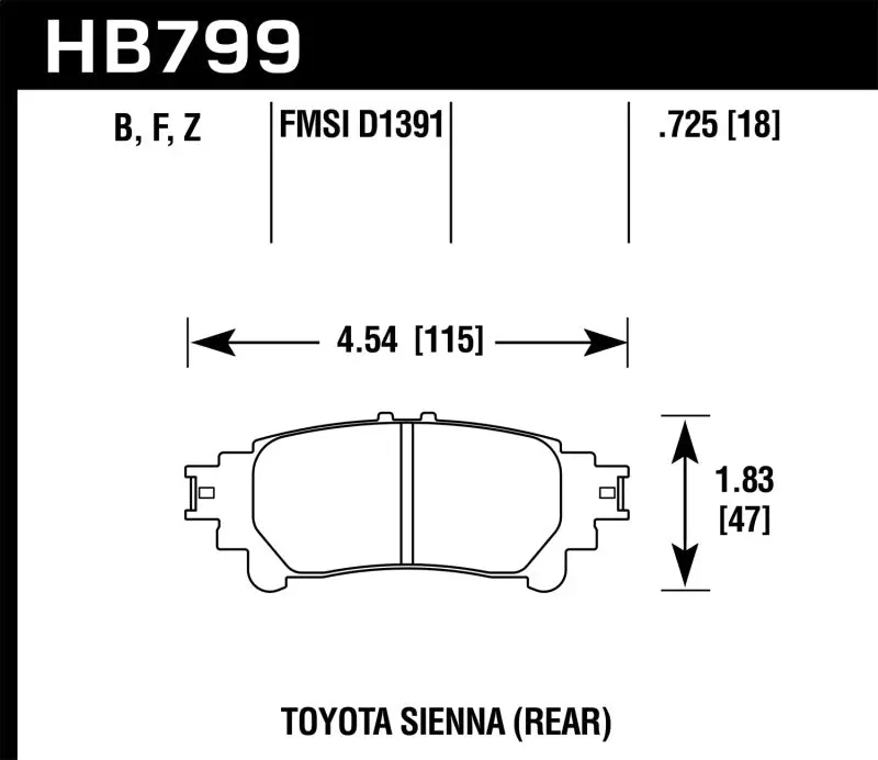 Hawk Performance Ceramic Street Rear Brake Pads For 14-16 Toyota Highlander 1