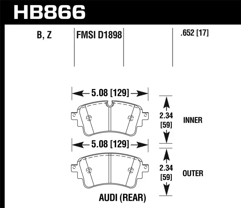 Hawk Performance Ceramic Street Rear Brake Pads For 17-19 Audi A4 And 18-19 Audi A5 2