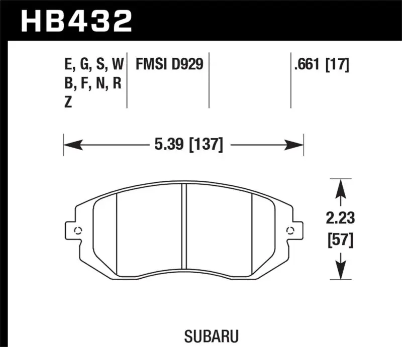 Hawk Performance D929 Hp+ Street Front Brake Pads For 03-05 Wrx / 08 Wrx 1