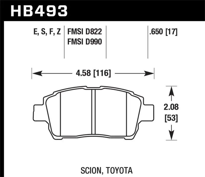 Hawk Performance D990 Hps Street Front Brake Pads For 04-07 Xa/Xb And 2000 Mr2 Spyder 1