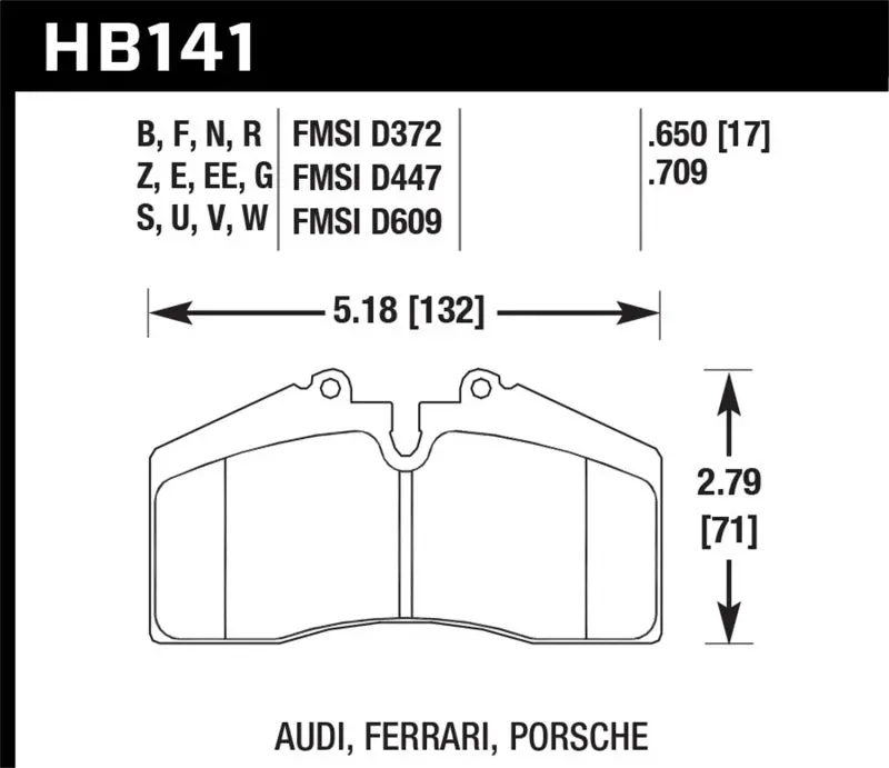 Hawk Performance Disc Brake Pads For 94-96 Ferrari 456Gt Rear / 91-94 Porsche 911 Rear / 94-98 Porsche 911 Front / 86-91 Porsche 928 2